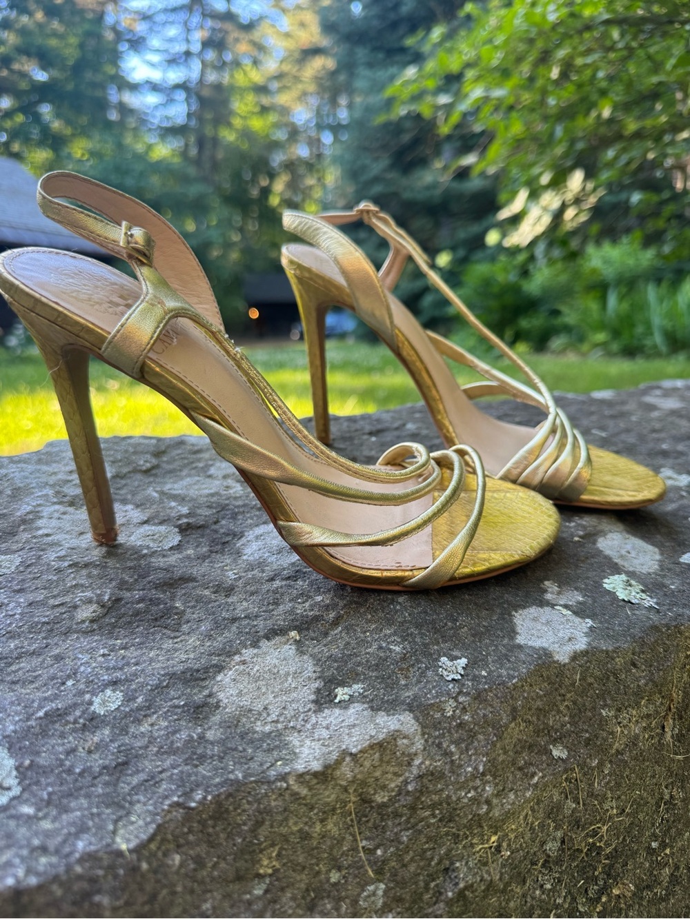 Vince Camuto Gold Metallic Strappy High Heel Sandals